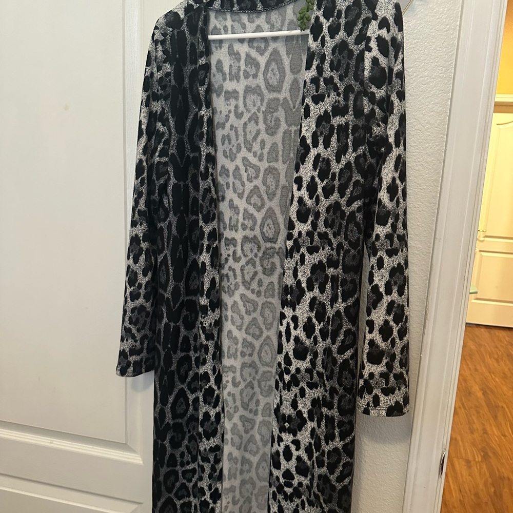 Leopard Print Long Cardigan